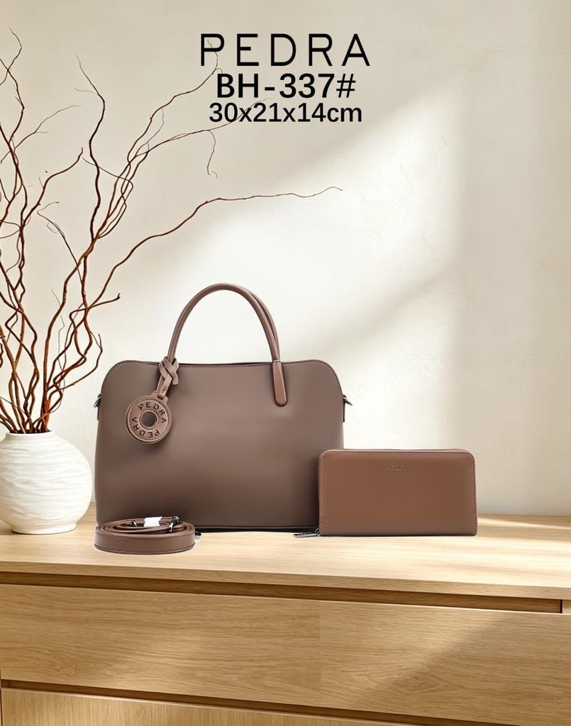 Sac Pedra cuire avec pochette et bandoulière (Marron Brun)